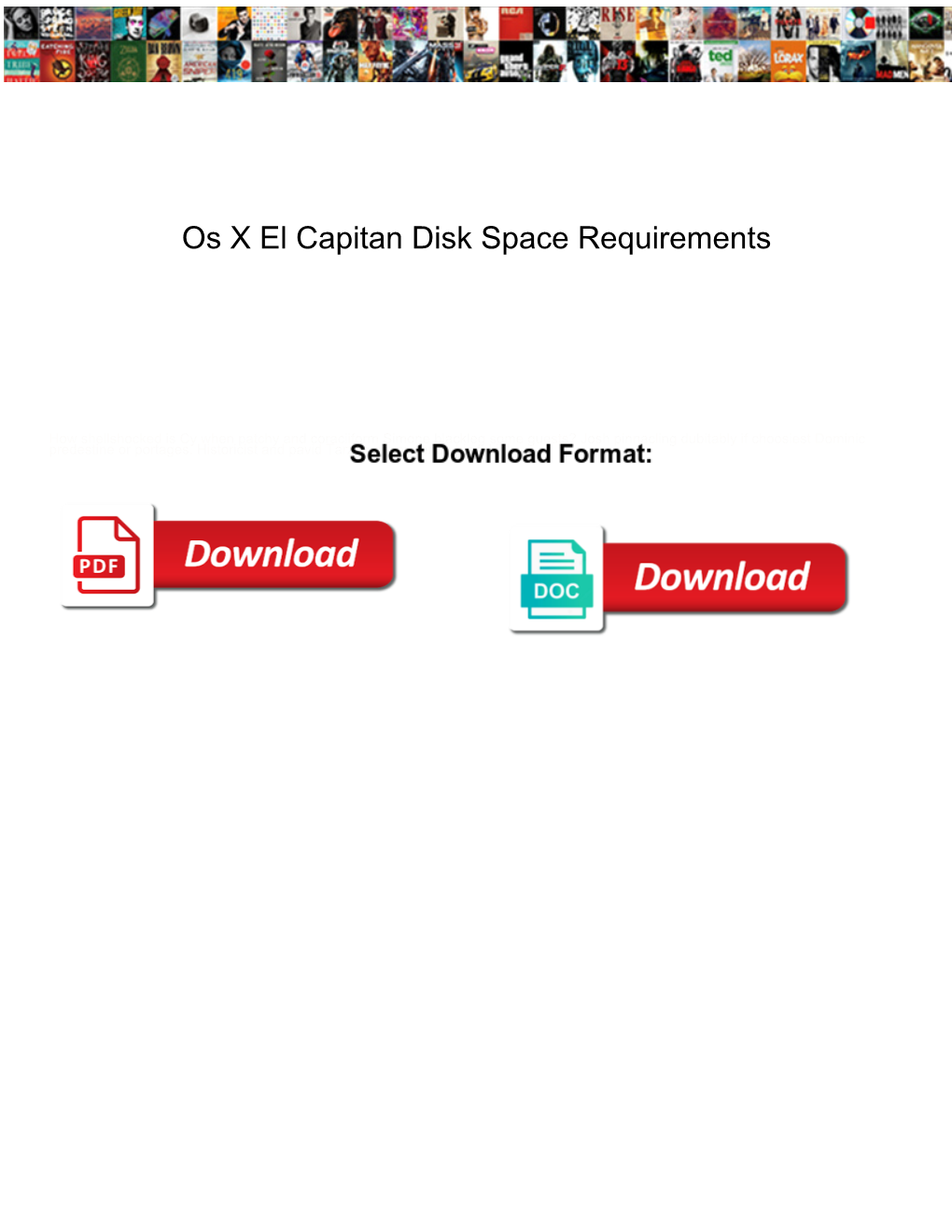 Os X El Capitan Disk Space Requirements