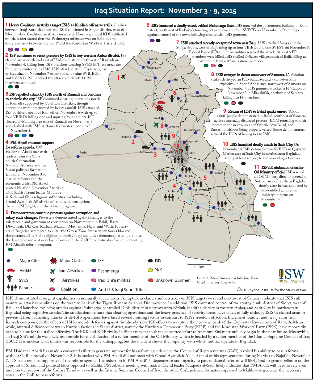 Iraq Situation Report: November 3 - 9, 2015