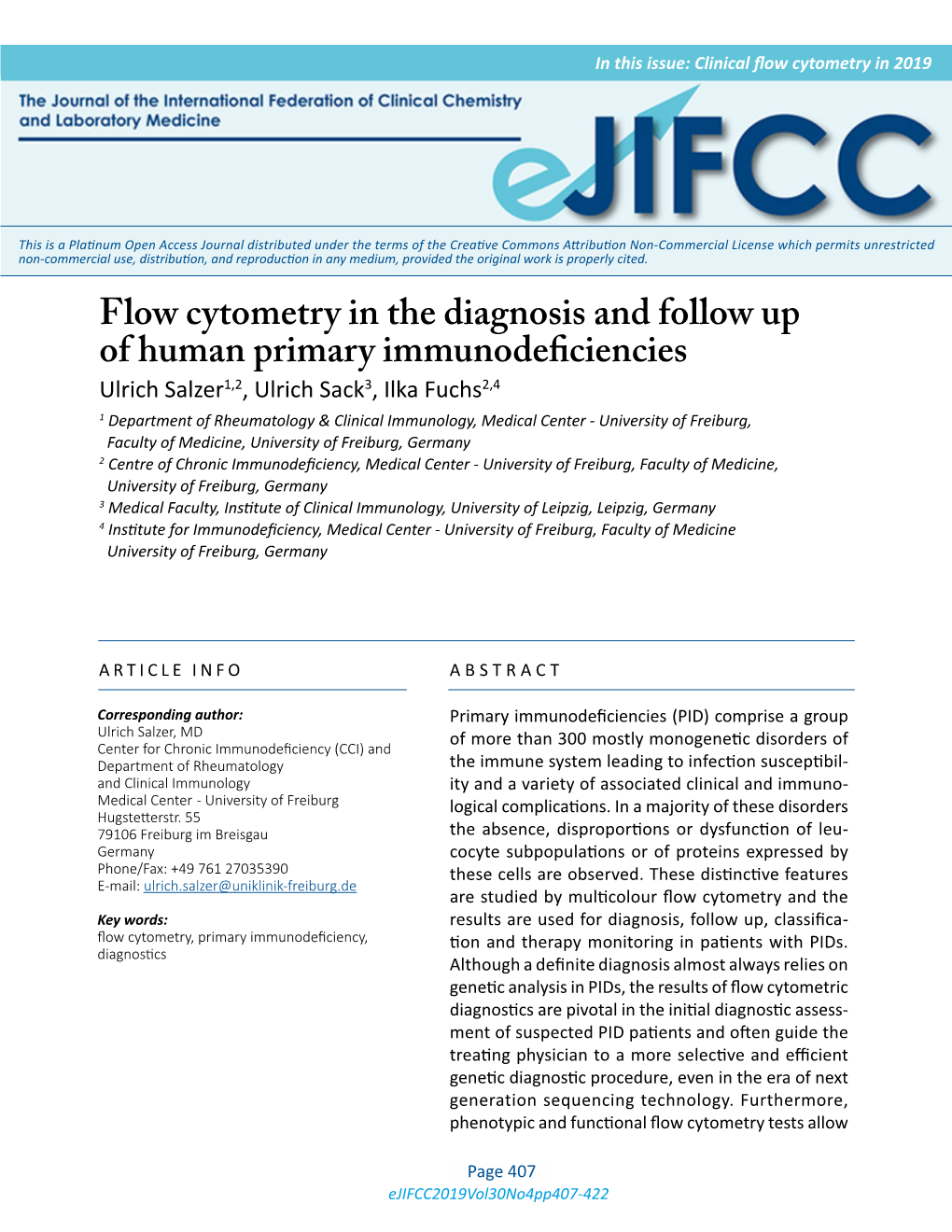 Flow Cytometry in the Diagnosis and Follow up of Human Primary Immunodeficiencies