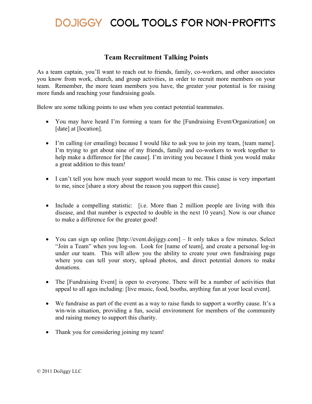 Walk Team Recruitment Talking Points