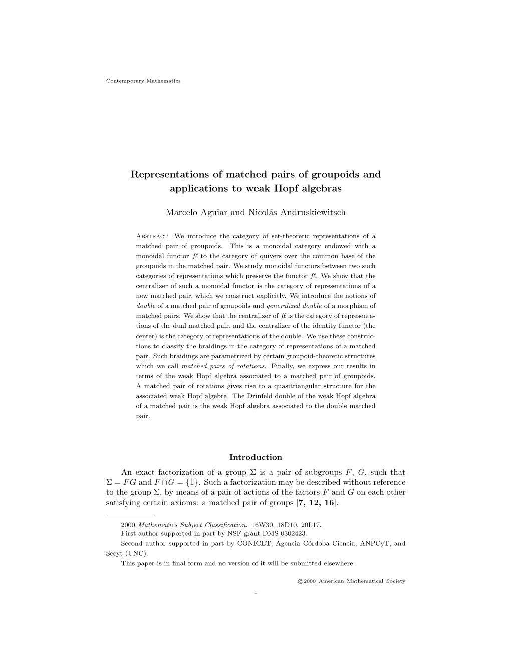 Representations of Matched Pairs of Groupoids and Applications to Weak Hopf Algebras