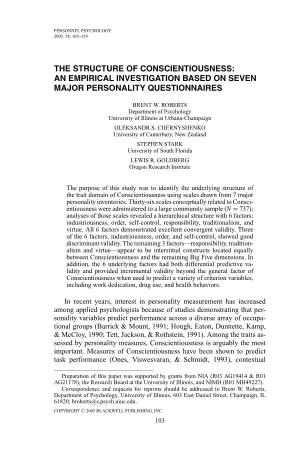 The Structure of Conscientiousness: an Empirical Investigation Based on Seven Major Personality Questionnaires