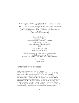 And the College Mathematics Journal (1984–Date)