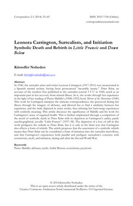 Leonora Carrington, Surrealism, and Initiation Symbolic Death and Rebirth in Little Francis and Down Below