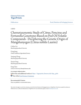 Chemotaxonomic Study of Citrus, Poncirus And