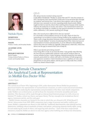 “Strong Female Characters” an Analytical Look at Representation in Moffat-Era Doctor