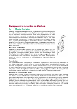 Background Information on Daphnia