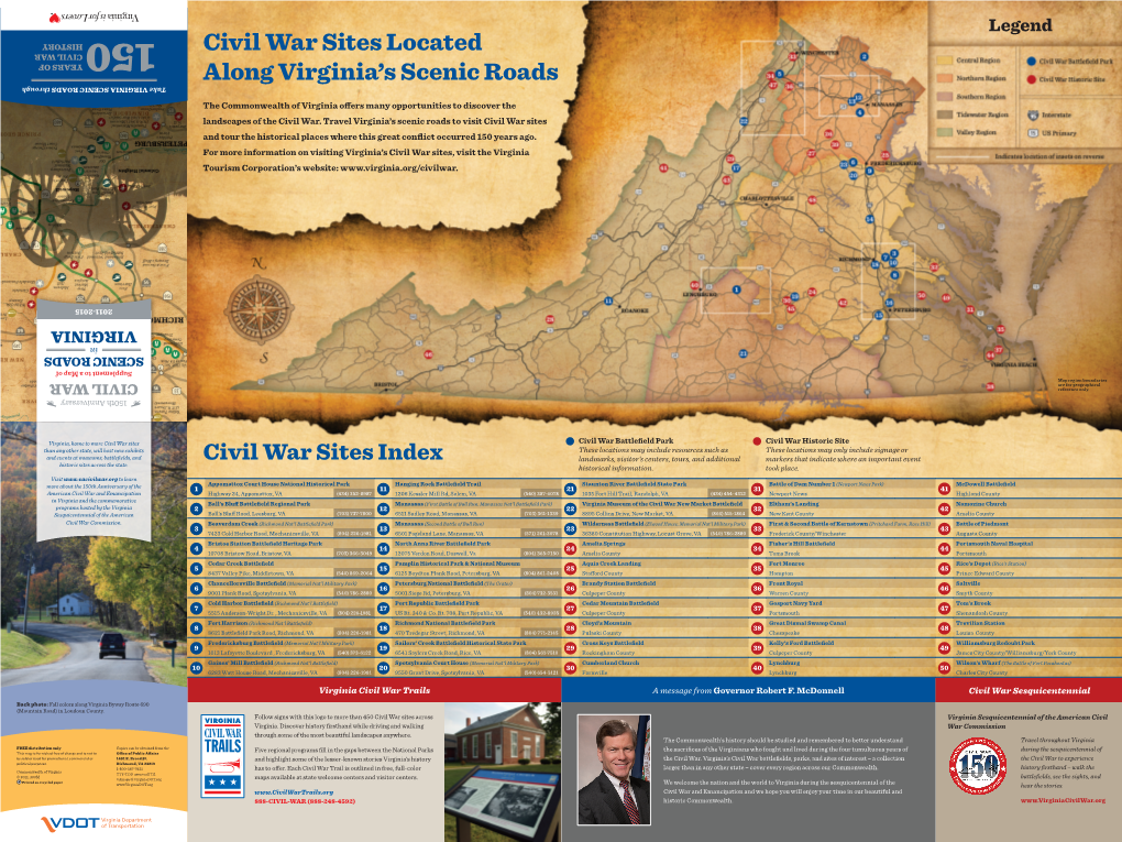 Civil War Sites Located Along Virginia's Scenic Roads