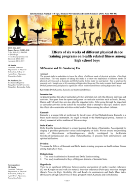 Effects of Six Weeks of Different Physical Dance Training Programs