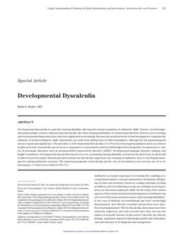 Developmental Dyscalculia
