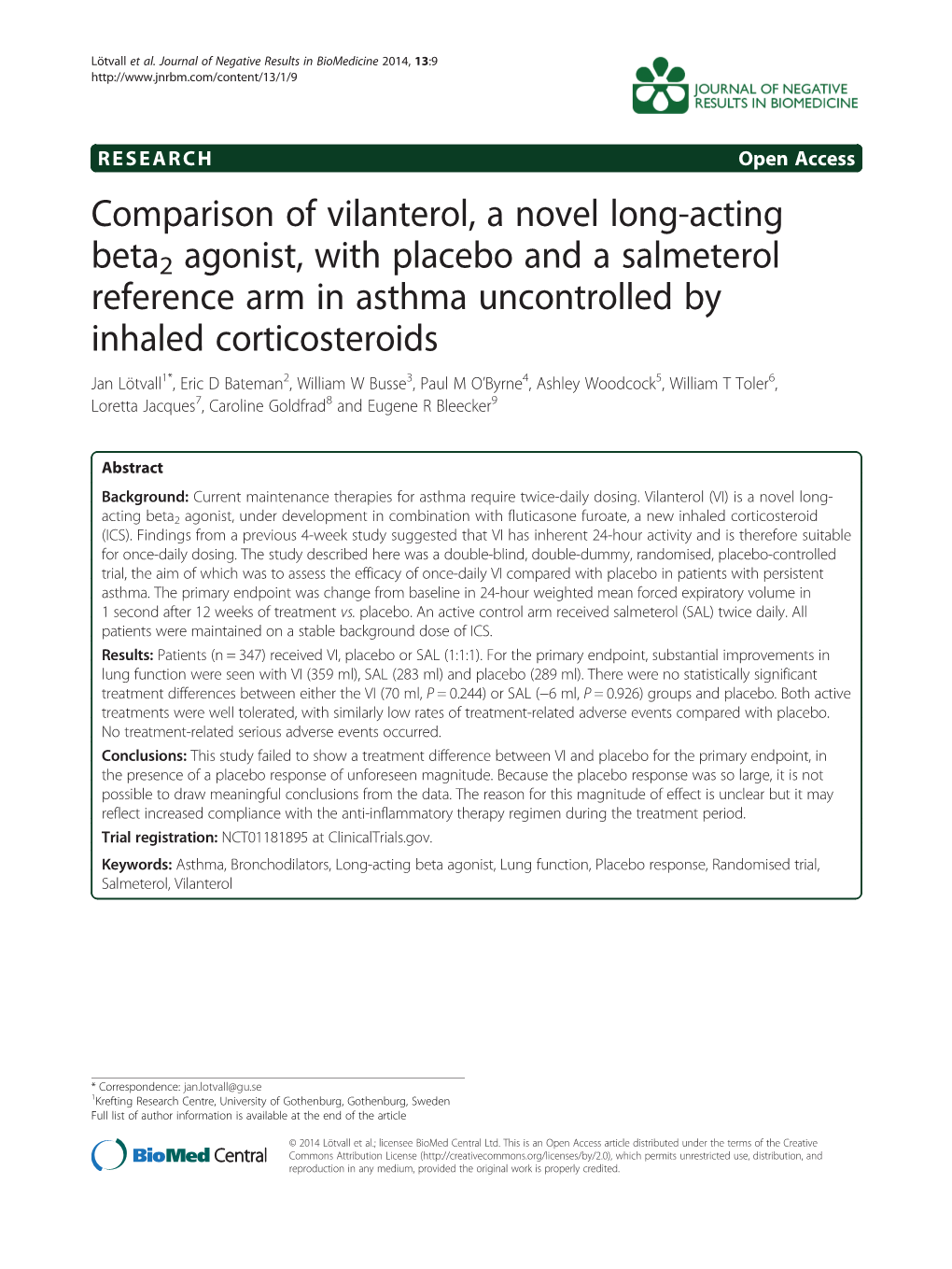 Comparison of Vilanterol, a Novel Long-Acting Beta2 Agonist, With
