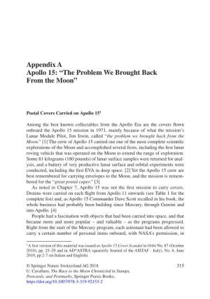 Appendix a Apollo 15: “The Problem We Brought Back from the Moon”