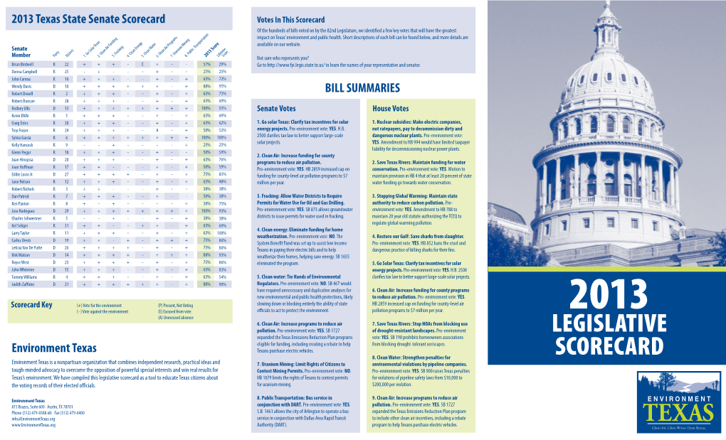 Legislative Scorecard