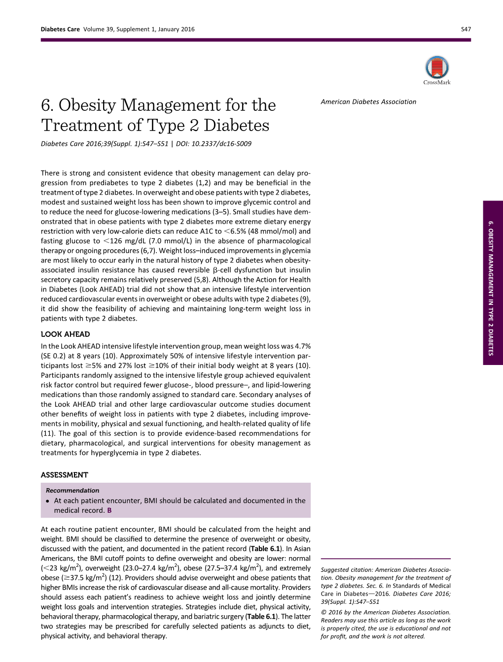 6. Obesity Management for the Treatment of Type 2 Diabetes