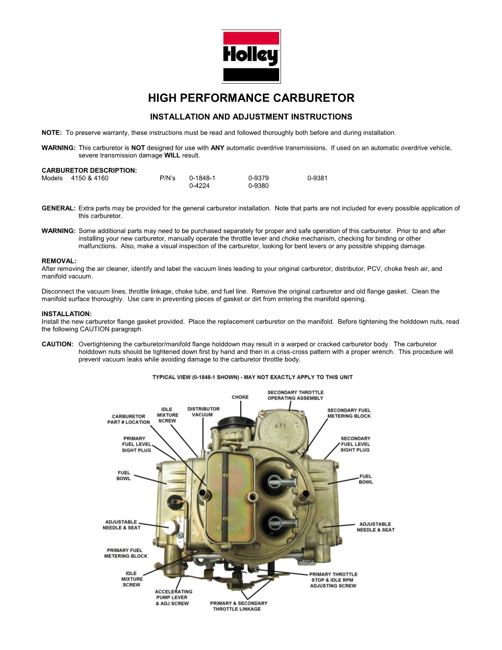 High Performance Carburetor