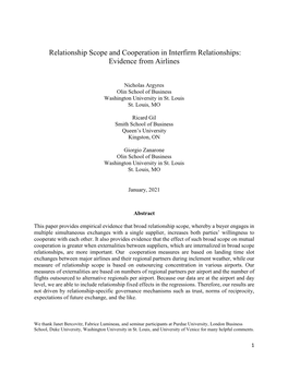 Relationship Scope and Cooperation in Interfirm Relationships: Evidence from Airlines