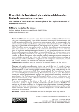 El Sacrificio De Tecciztécatl Y La Metáfora Del Día En Las Fiestas De Las Veintenas Mexicas 251