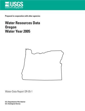 Water Resources Data for Oregon, Water Year 2005