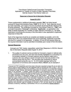 Time Warner Cable/Comcast Corporation Transaction Application for Transfer of Control of Cable Television Franchises Held by Oceanic Time Warner Cable LLC