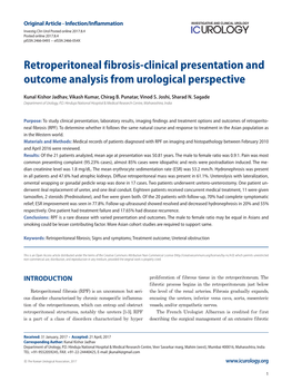 Retroperitoneal Fibrosis-Clinical Presentation and Outcome Analysis from Urological Perspective