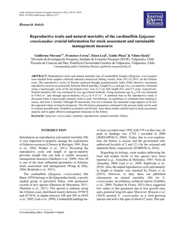 Reproductive Traits and Natural Mortality of the Cardinalfish Epigonus Crassicaudus: Crucial Information for Stock Assessment and Sustainable Management Measures