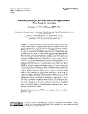 Windowing Techniques, the Welch Method for Improvement of Power Spectrum Estimation
