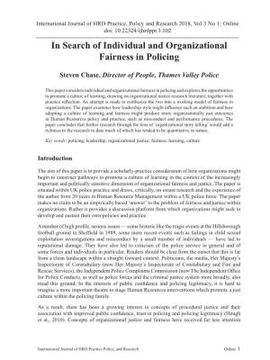 In Search of Individual and Organizational Fairness in Policing