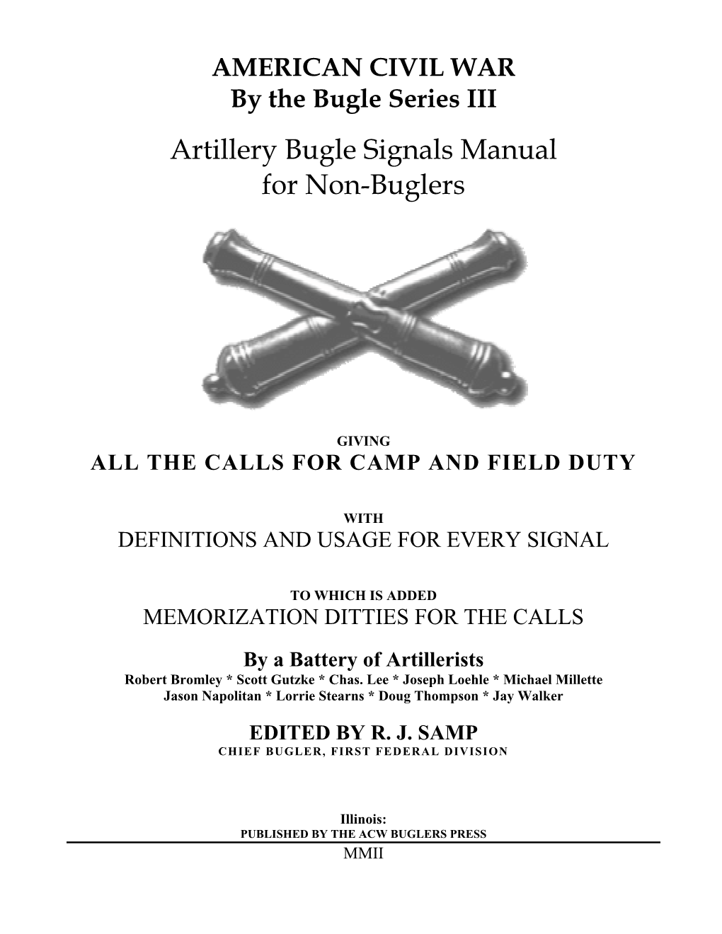 Artillery Bugle Signals Manual for Non-Buglers