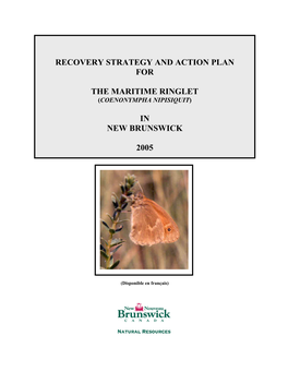 Recovery Strategy and Action Plan for the Maritime Ringlet
