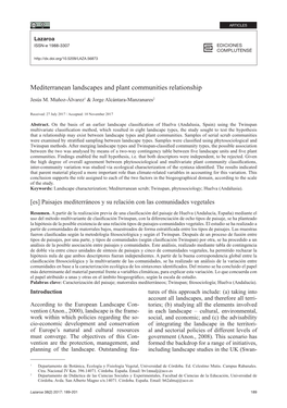 Mediterranean Landscapes and Plant Communities Relationship
