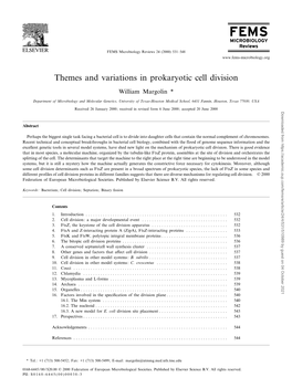 Themes and Variations in Prokaryotic Cell Division