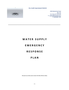 Water Supply Emergency Response Plan
