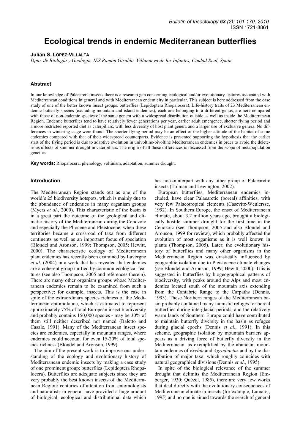 Ecological Trends in Endemic Mediterranean Butterflies