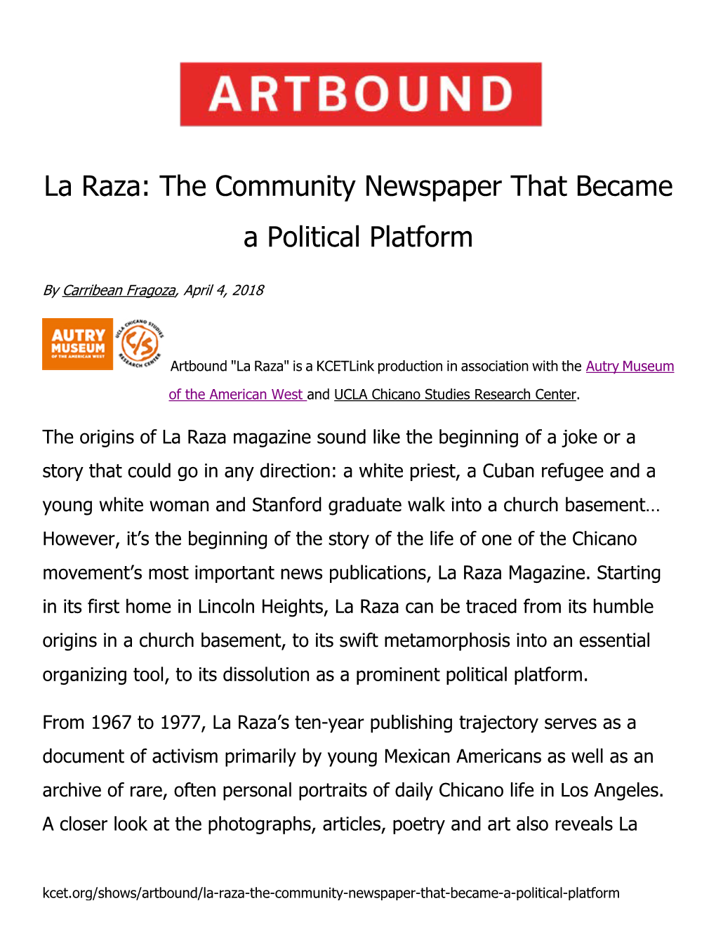 La Raza: the Community Newspaper That Became a Political Platform