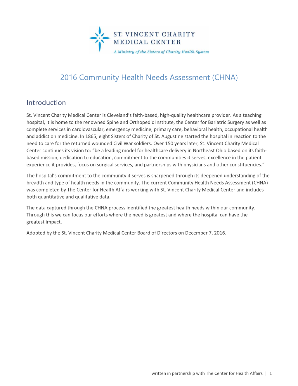 Community Health Needs Assessment 2016