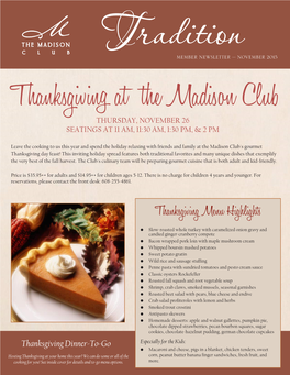 Thanksgiving Menu Highlights