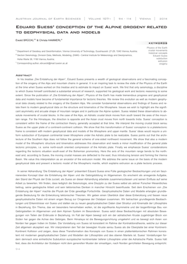 Eduard Suess' Conception of the Alpine Orogeny Related To