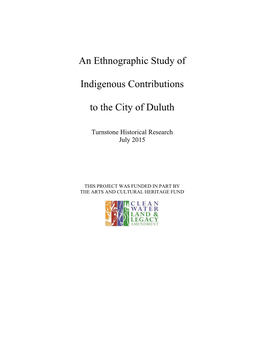 An Ethnographic Study of Indigenous Contributions to the City of Duluth