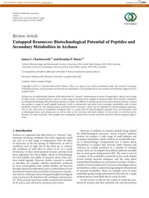 Biotechnological Potential of Peptides and Secondary Metabolites in Archaea