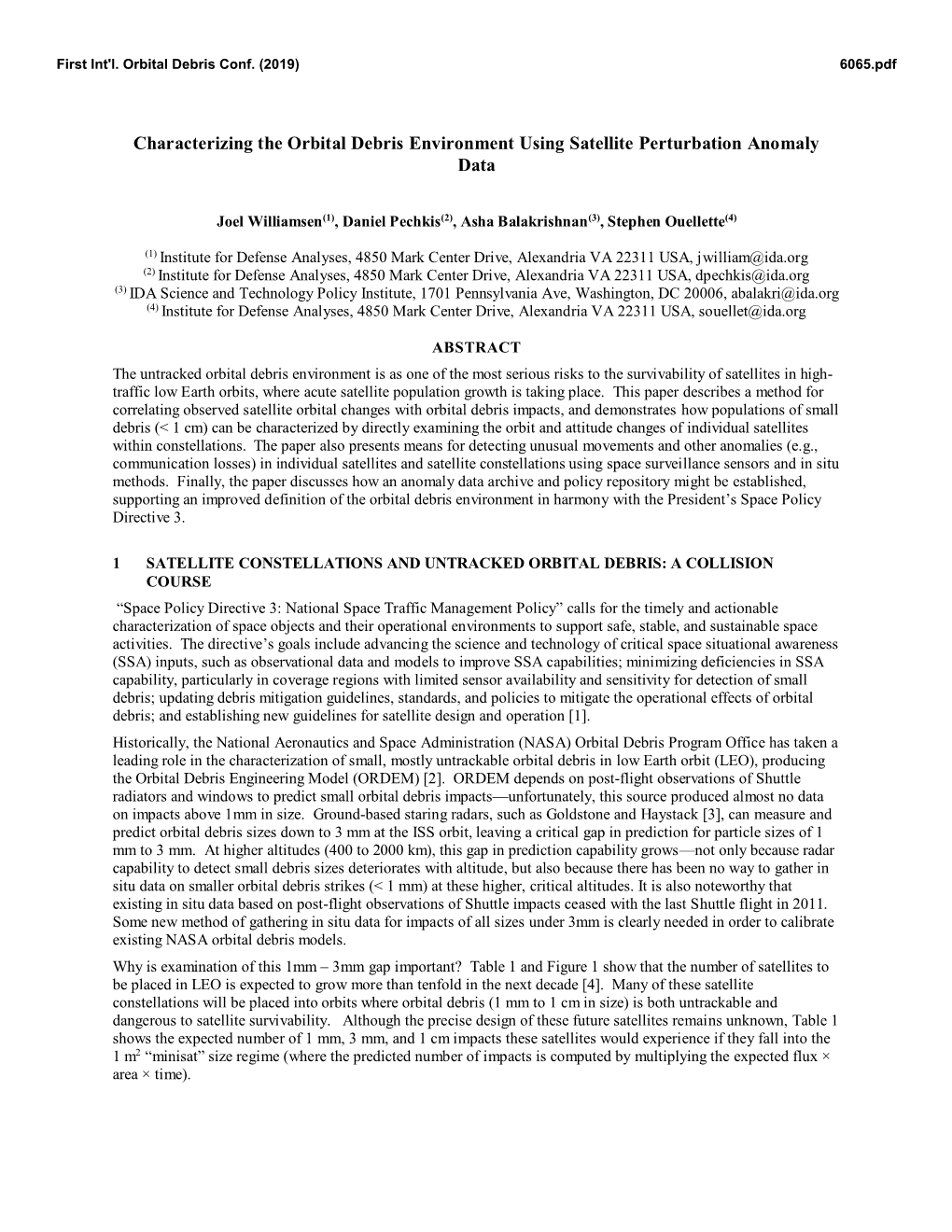 Characterizing the Orbital Debris Environment Using Satellite Perturbation Anomaly Data