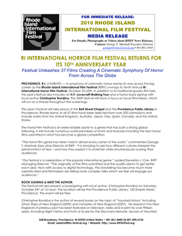 Ri International Horror Film Festival Returns for 2009