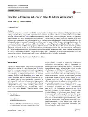 How Does Individualism-Collectivism Relate to Bullying Victimisation?