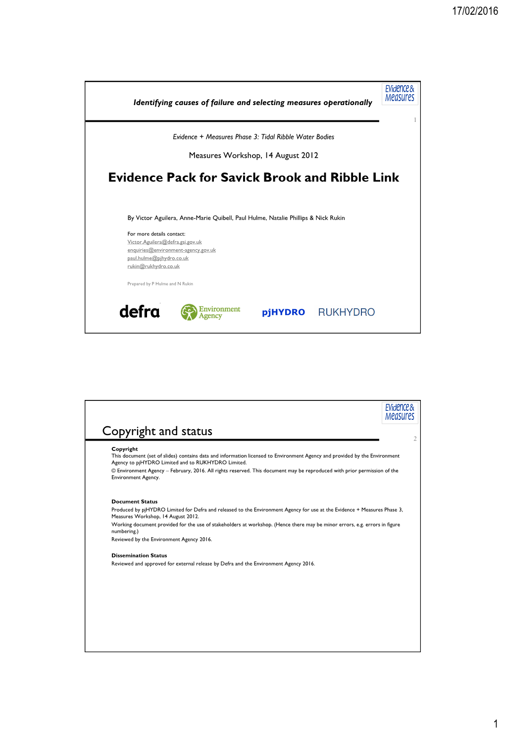 Evidence + Measures Tidal Ribble Water Bodies