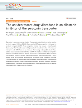 The Antidepressant Drug Vilazodone Is an Allosteric Inhibitor of the Serotonin Transporter