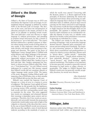 Dillard V. the State of Georgia Dillinger, John