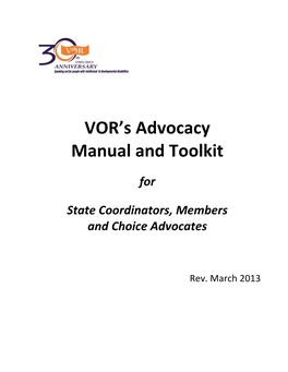 The VOR Advocacy Manual and Toolkit