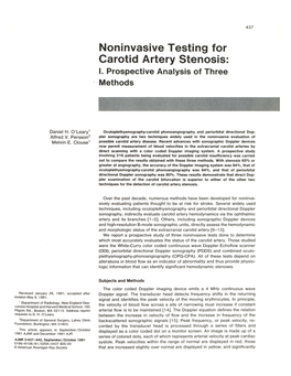 Noninvasive Testing for Carotid Artery Stenosis: I