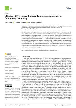 Effects of CNS Injury-Induced Immunosuppression on Pulmonary Immunity