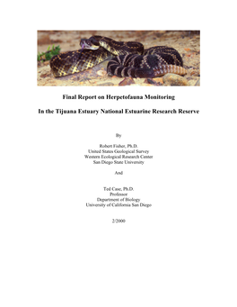 Final Report on Herpetofauna Monitoring in the Tijuana Estuary