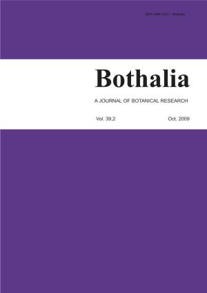 A JOURNAL of BOTANICAL RESEARCH Vol. 39,2 Oct. 2009